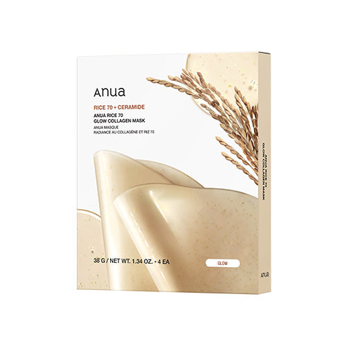 [ANUA] RICE 70 GLOW COLLAGEN MASK 38G (1EA)*4SET