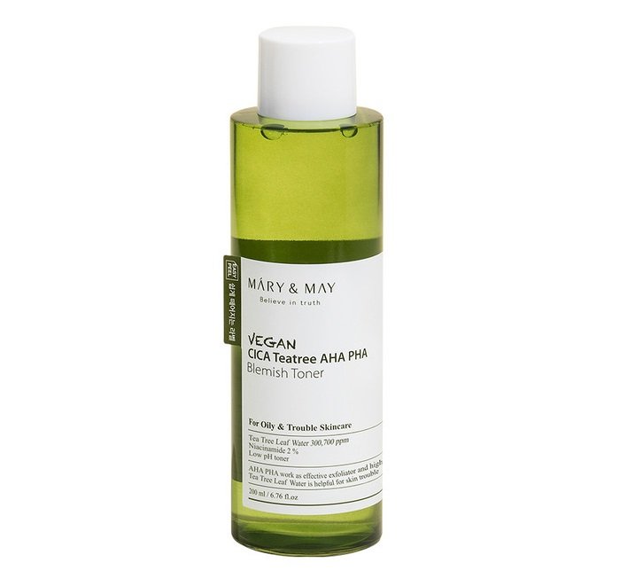 [MARY&MAY] Vegan CICA Tea Tree AHA PHA Blemish Toner 200ml