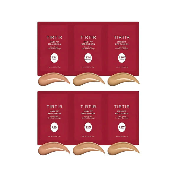 [TIRTIR] MASK FIT RED CUSHION 6 SHADE TRIAL KIT 1g*6EA(33C-34W) - Medium Deep